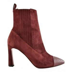 Christian Louboutin Me In The 90S 85 Tanin Red Suede Short Heel Ankle Boot 40.5